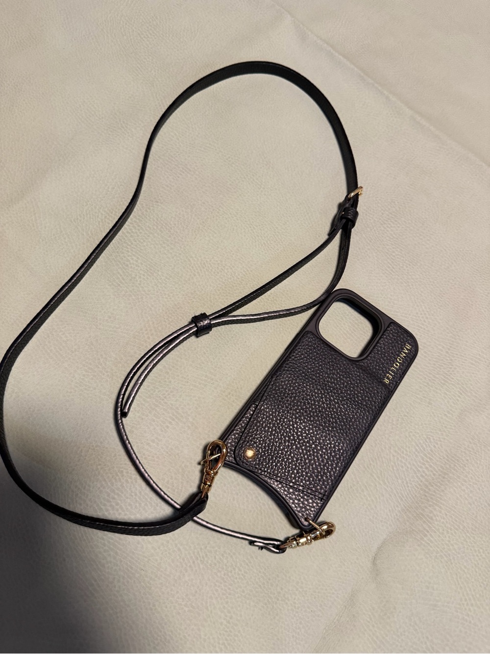 Bandolier Black Leather Emma Crossbody iPhone 14 Pro Case with Strap